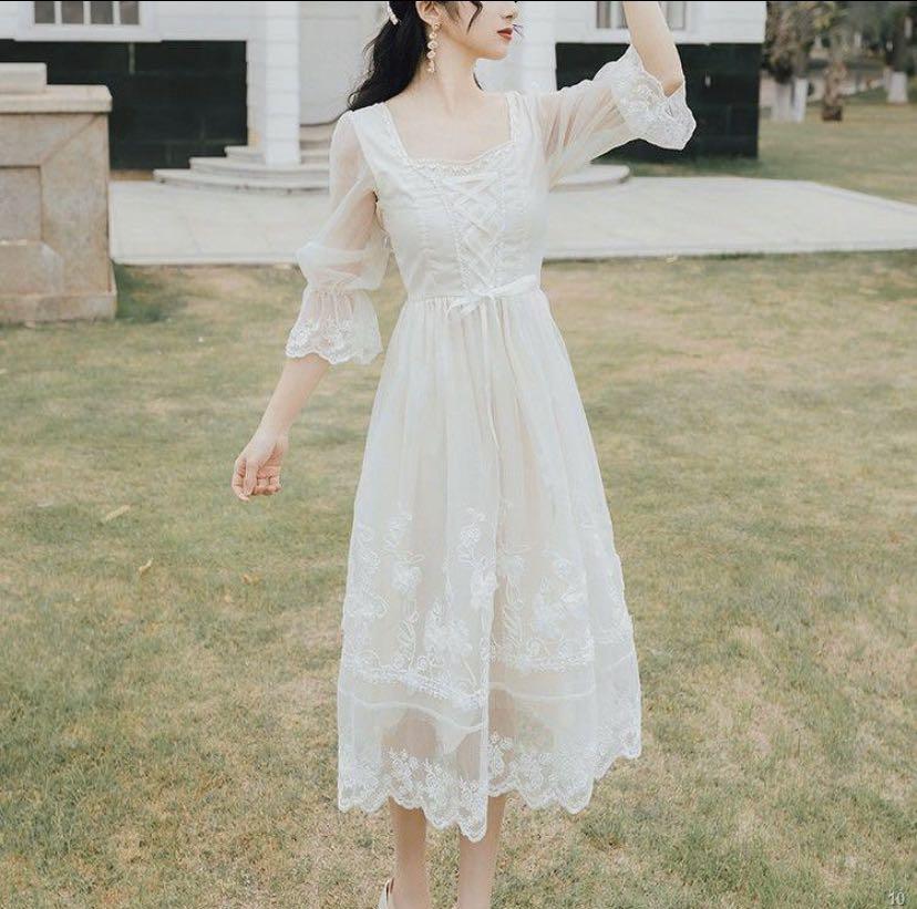 Cottagecore vintage lace dress, Women
