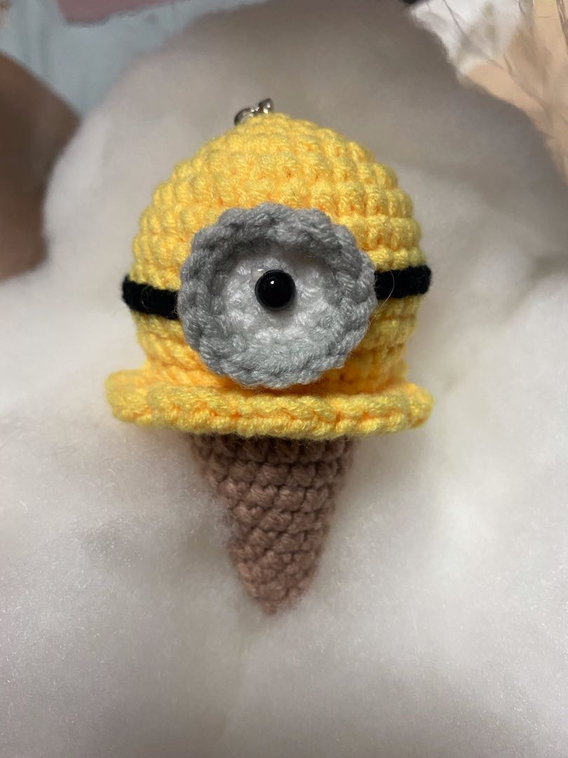 Crochet Minion Keychain, Hobbies & Toys, Stationery & Craft, Handmade