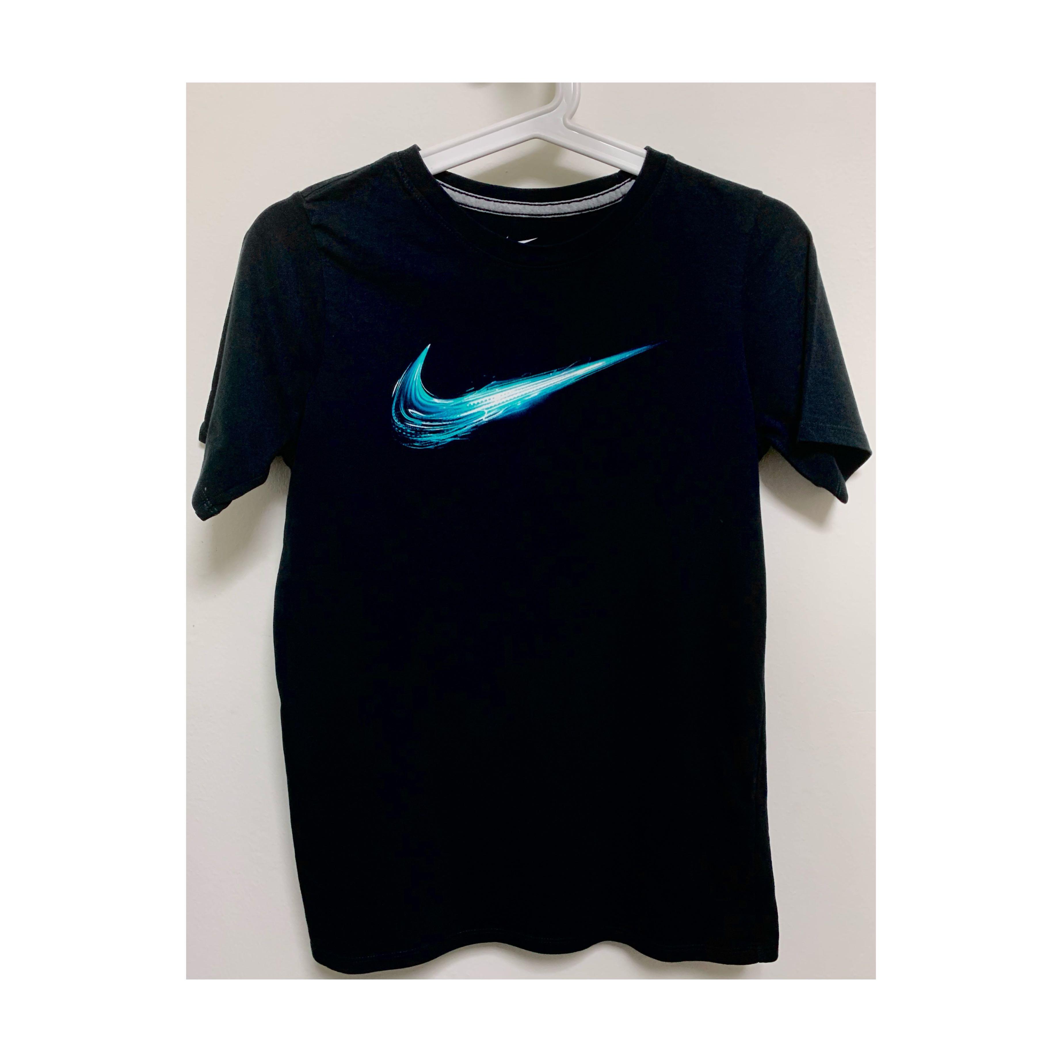 NIKE TSHIRT KIDS MEN LADIES BLACK TURQUOISE LOGO THRIFT SPORTS CASUAL