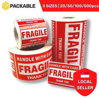 Fragile Stickers / Fragile Shipping Label / Shipping Warning Label - Packs of 20/50/100/500 - 3 Sizes [S/M/L]