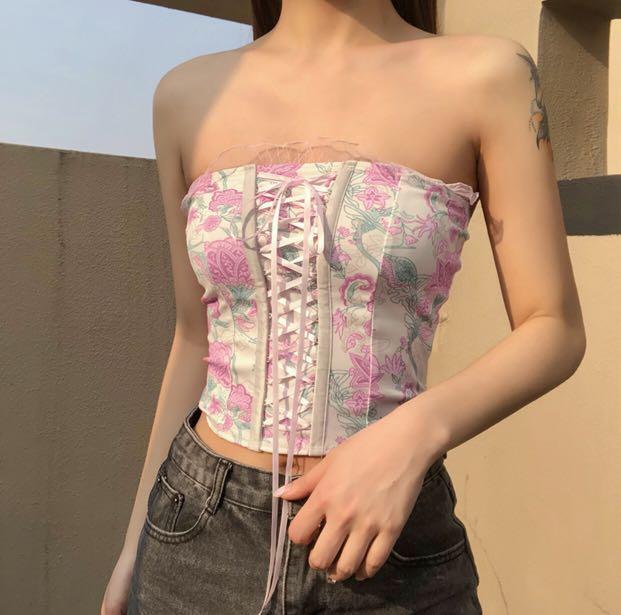Floral lace up corset Clearance
