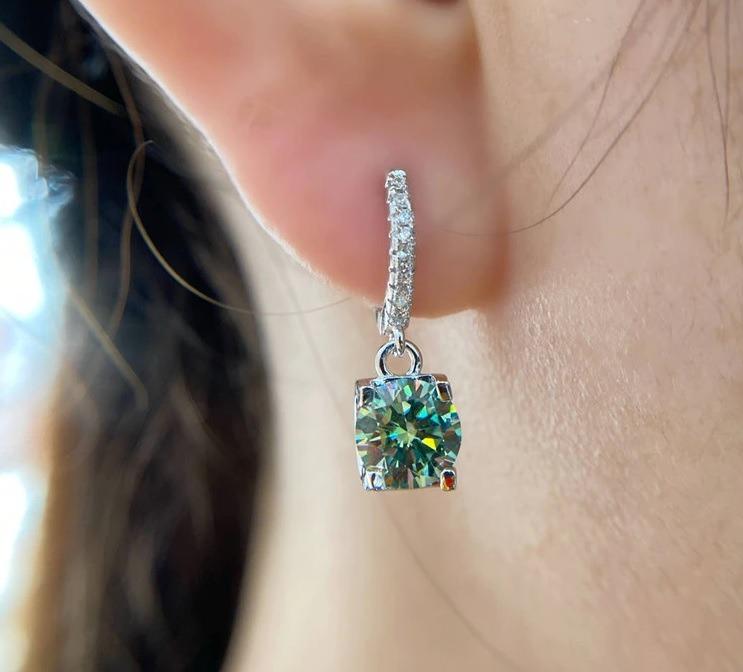 Green cheap moissanite earrings