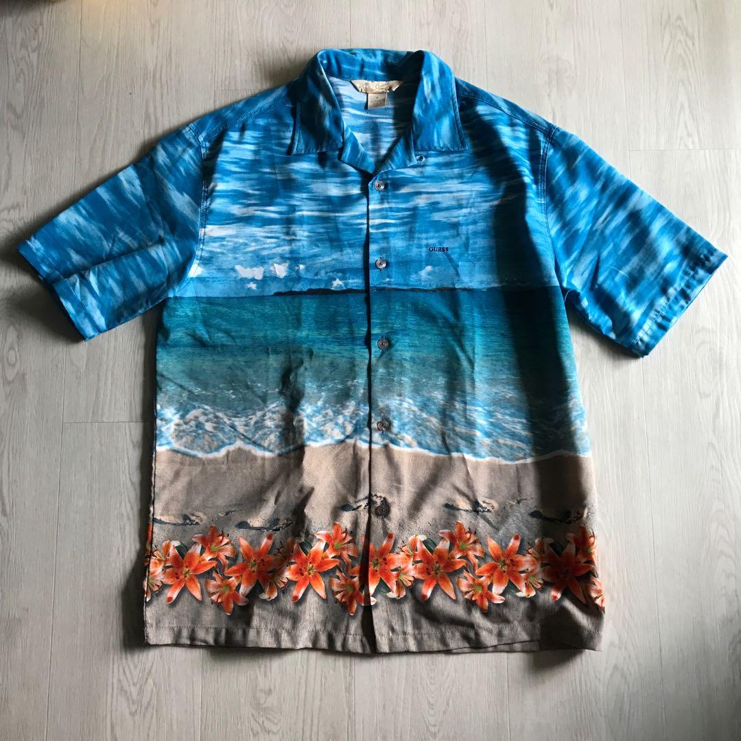 Guess hawaiian shirt cheap