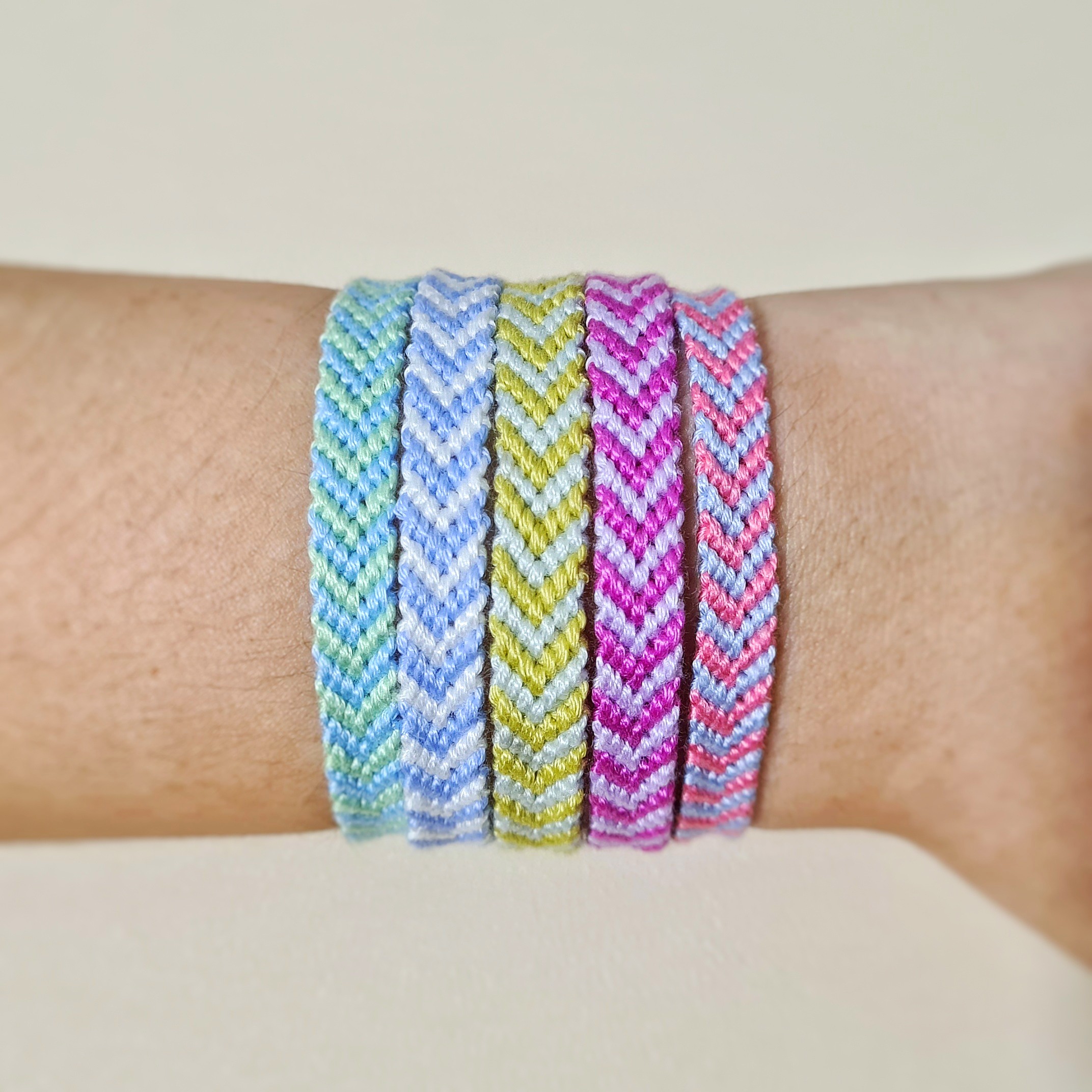 Friendship Bracelet Set of 3 Candy Stripe Green Blue & Pink | Etsy | Ankle  bracelets diy, Diy bracelets patterns, Diy friendship bracelets patterns