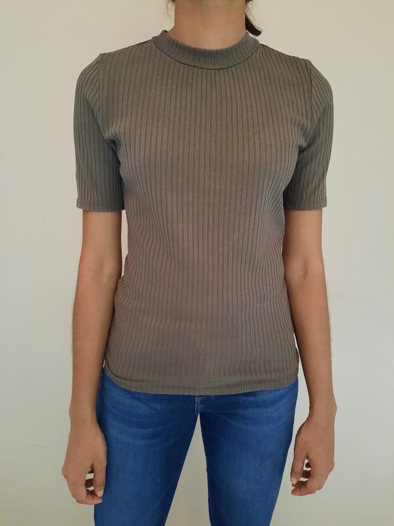H M ribbed mock neck top