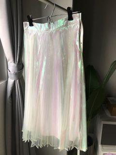Holographic Pleated Skirt