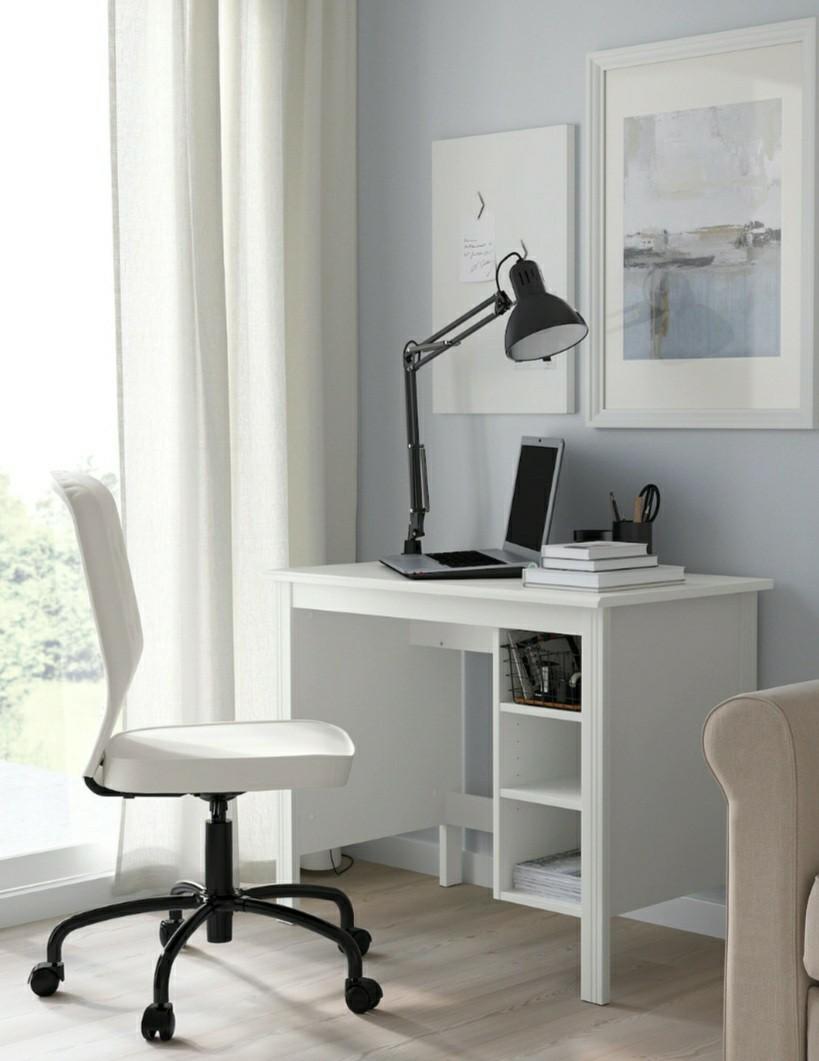 Ikea Desk with Computer Monitor Riser, Furniture & Home Living