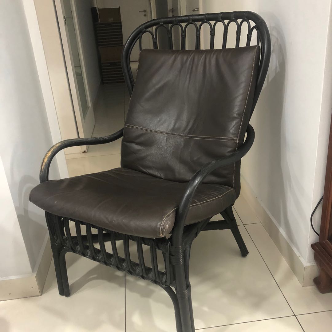 IKEA Storsele HighBack Armchair in Black/Rattan and IKEA Poang