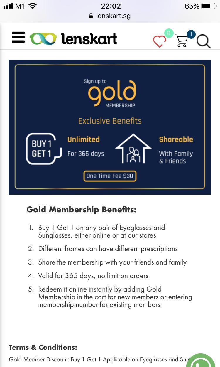 Lenskart Gold Membership Everything Else On Carousell