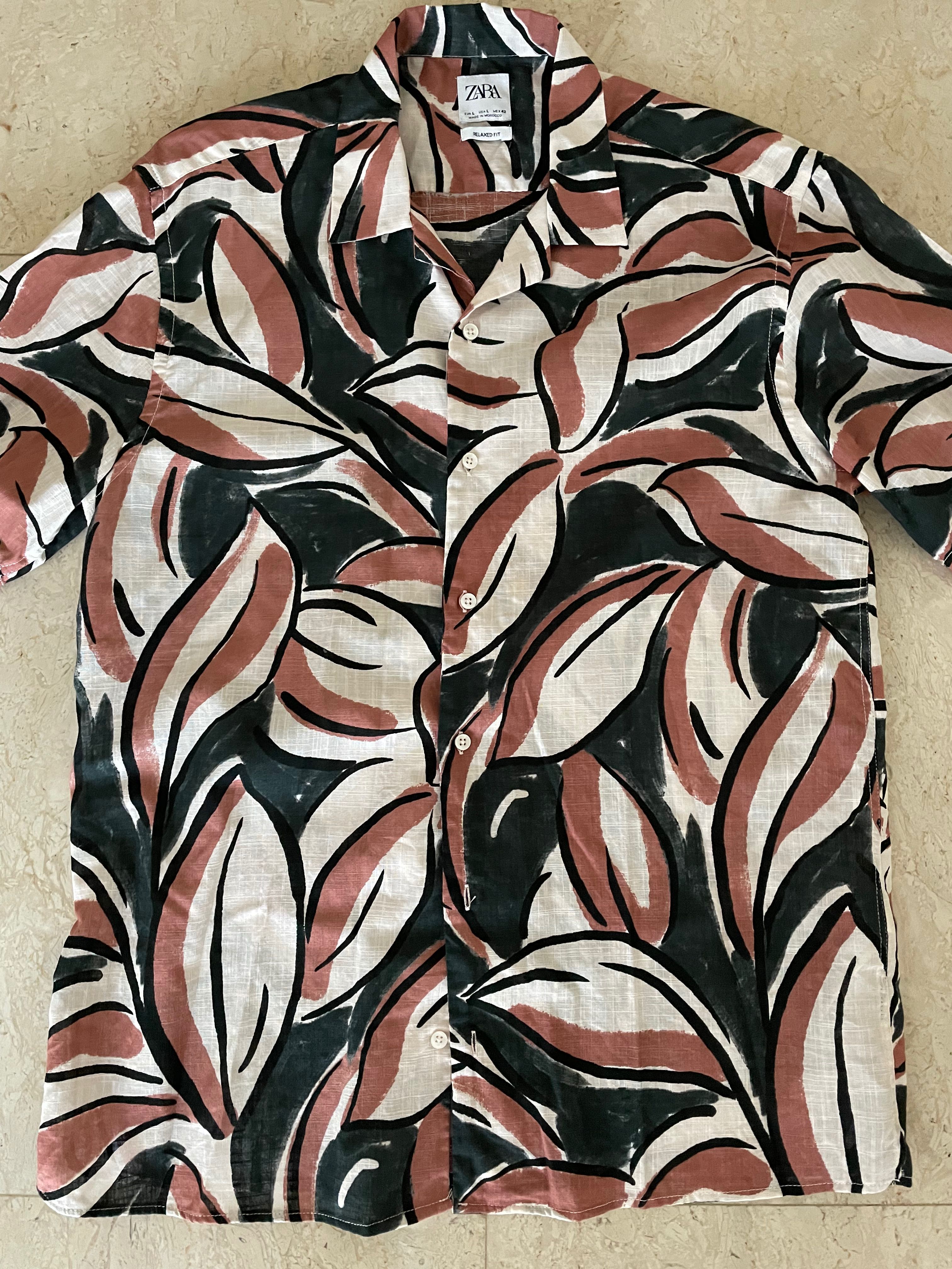 Men's Zara Camp Collar Linen Shirt, Men's Fashion, Tops & Sets, Formal