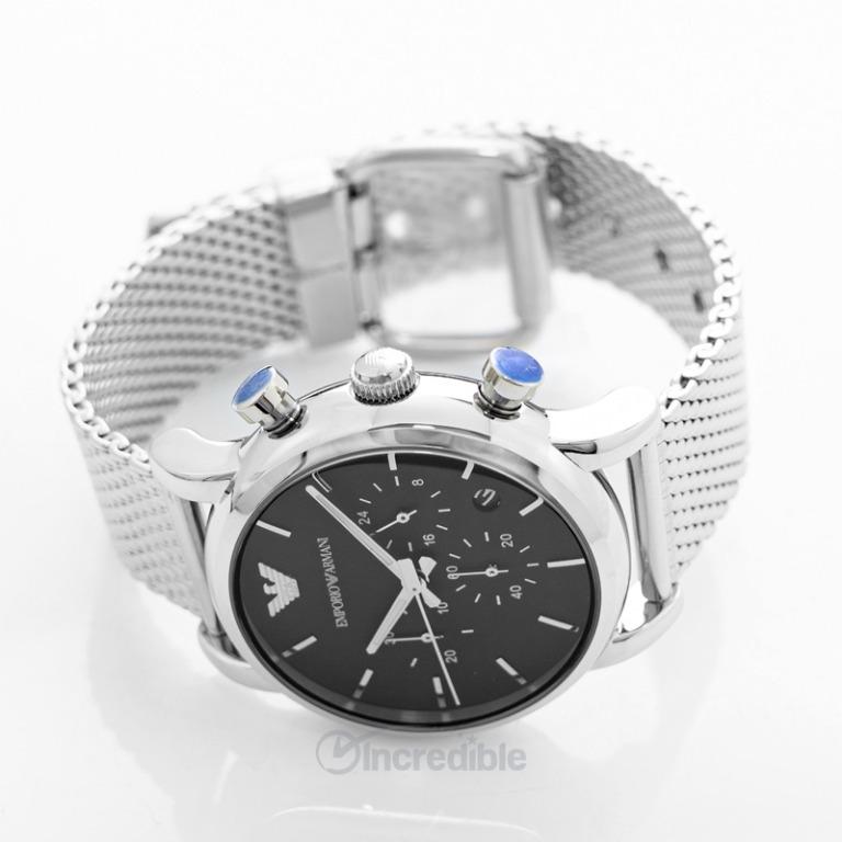 NEW Emporio Armani Classic Chronograph Quartz Black Dial Steel