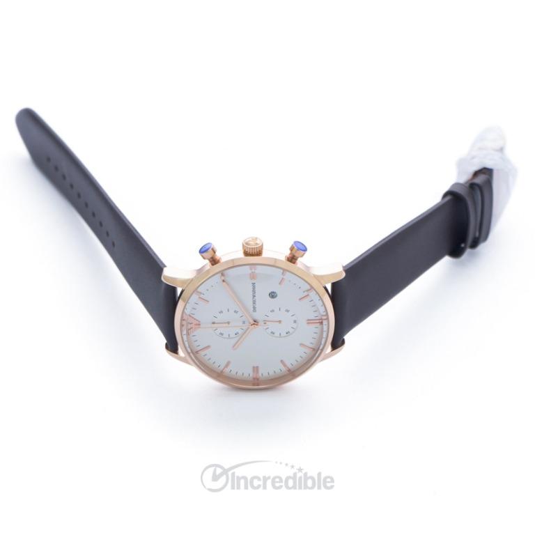 NEW Emporio Armani Gianni White Dial Leather Chronograph Men s Watch AR1936