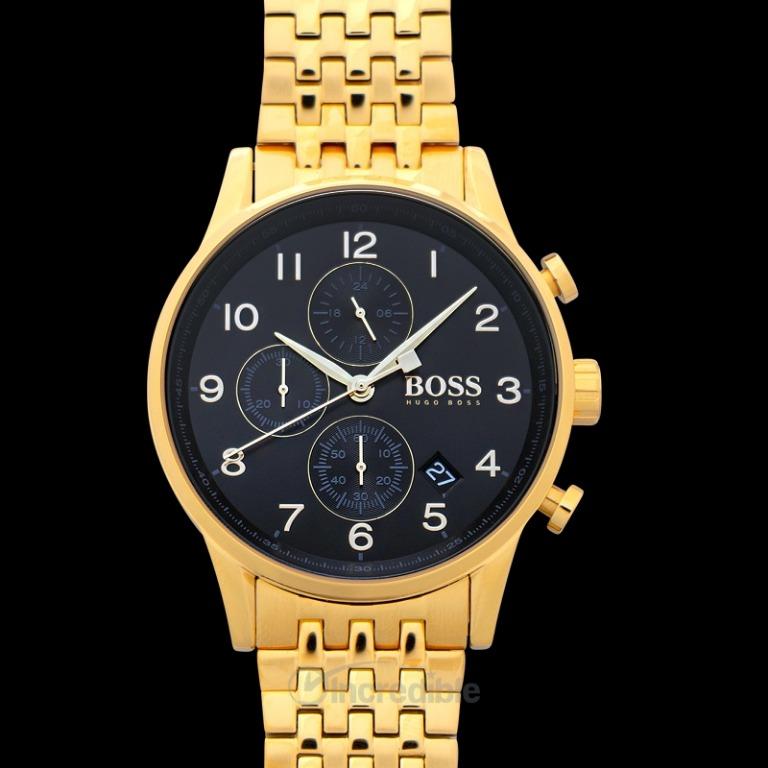 NEW Hugo Boss Mens Hugo Boss Gold Navigator Chronograph Watch 44mm HB1513531 Luxury Watches on Carousell