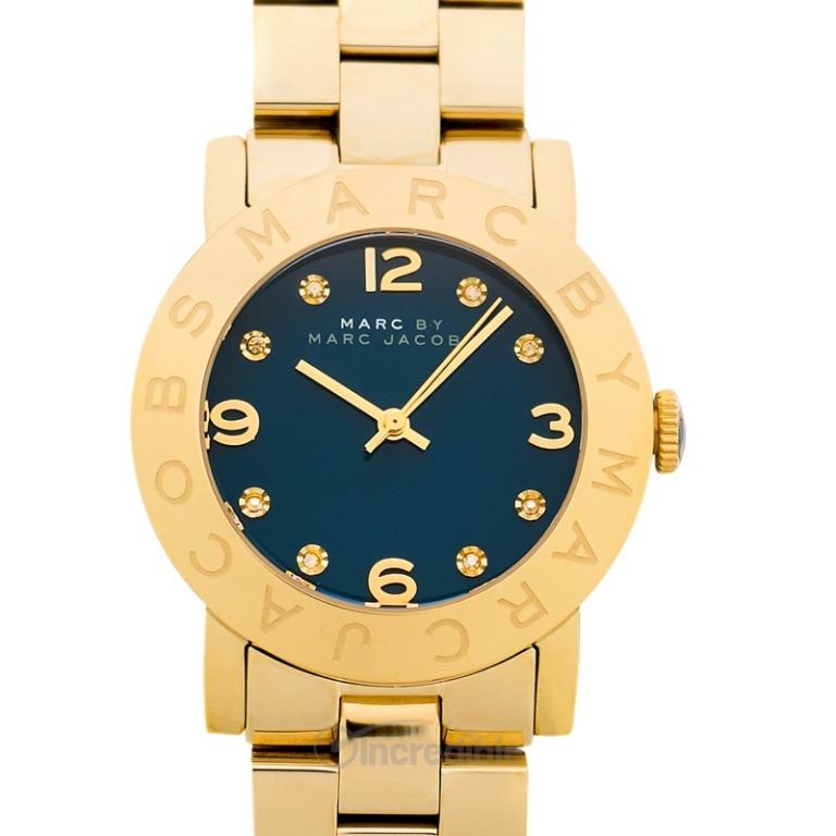 NEW Marc By Marc Jacobs Gold Tone Stainless Steel Watch Teal Dial 35mm MBM8619