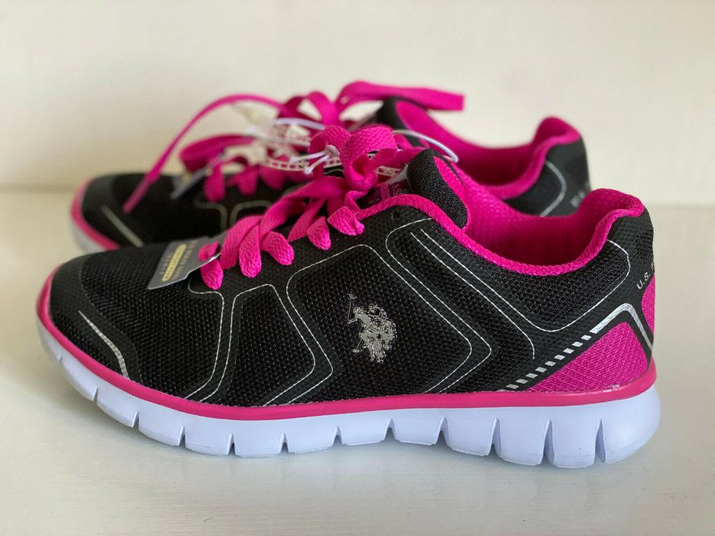 Us polo assn 2025 shoes black and pink