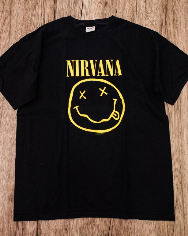 NIRVANA - 1992 Vintage Smiley Face Corporate Rock Whores Shirt, Men's ...