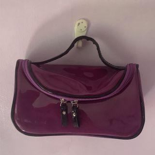 Purple waterproof clutch/make-up bag with mirror