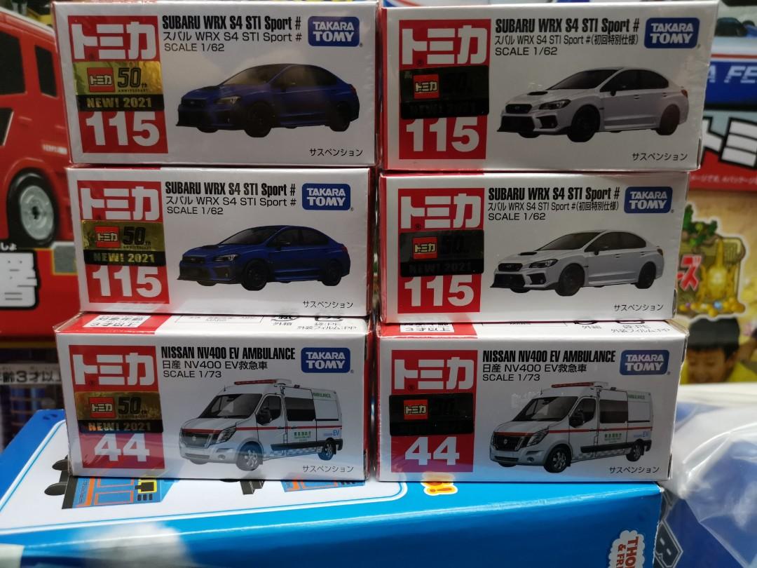 現貨特價原裝正版日本tomica Takara Tomy Bx115 Subaru Wrx S4 Sti Sport 1st No 115 初回版和普通版 Tomica Bx044 Nissan Nv400 Ev Ambulance No 44 Nissan Nv400 Ev救護車合金賽車 車仔