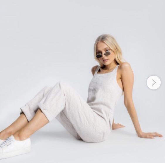 Assembly label wide strap linen jumpsuit sales