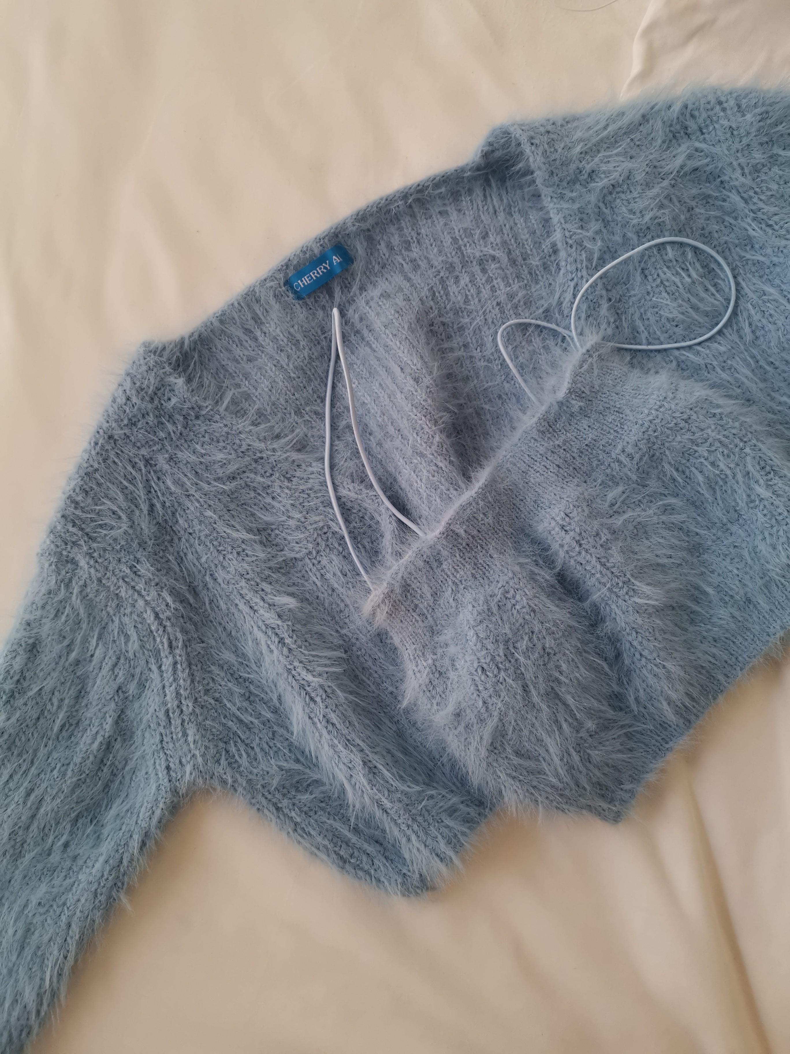 Light blue fluffy cardigan top