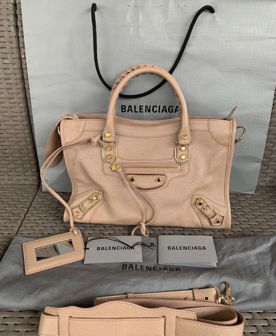 Balenciaga Rose Des Sables Chèvre Leather Metallic Edge Motorcycle Luxury, Bags Wallets on Carousell