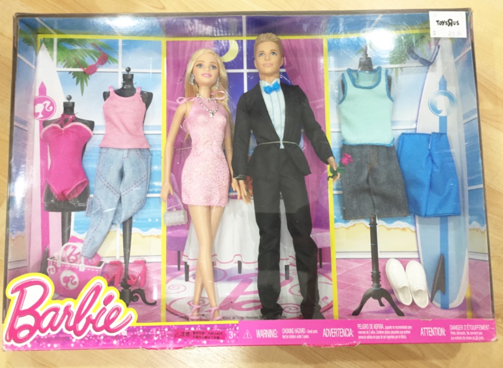 Barbie Doll and Ken Doll Fashion Set with Clothes and Accessories