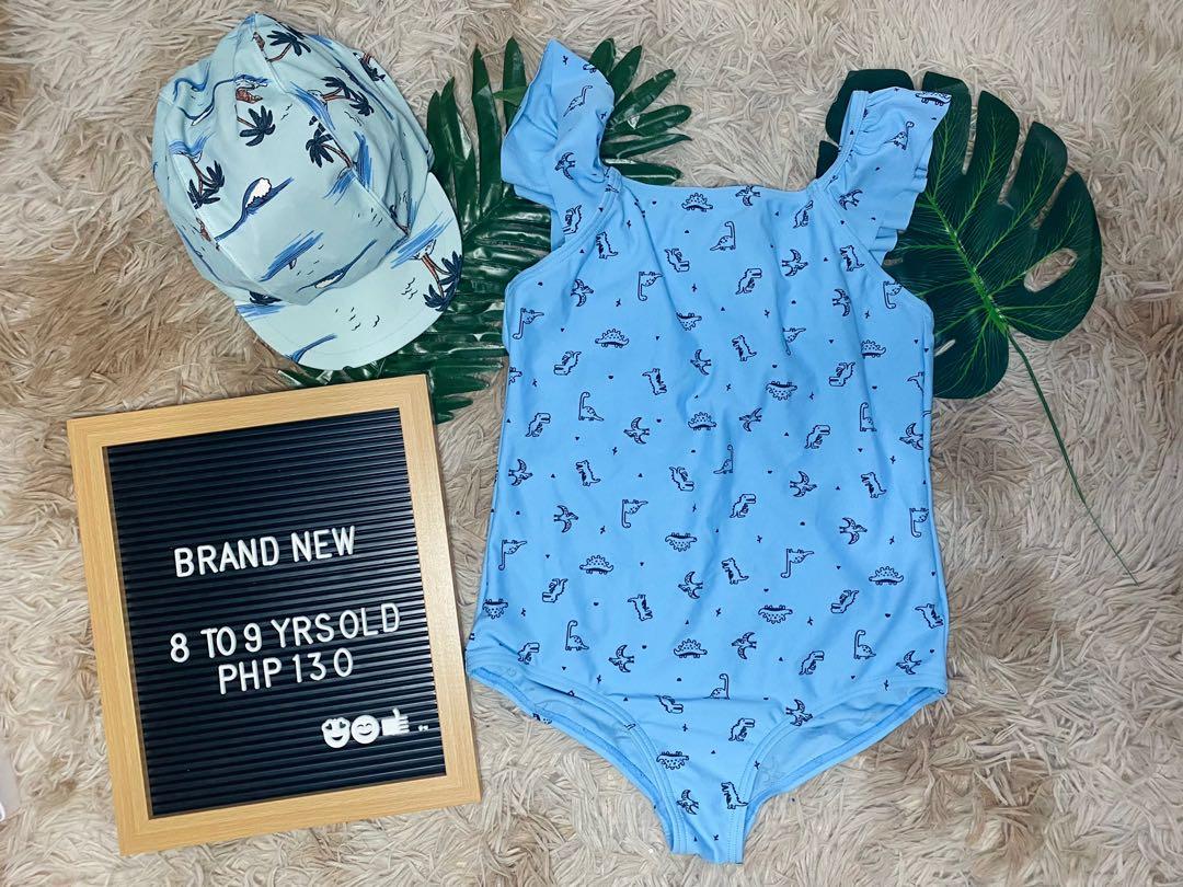 Blue Dinosaur One Piece Swimwear For Kids With Free Cap Babies Kids Babies Kids Fashion On Carousell