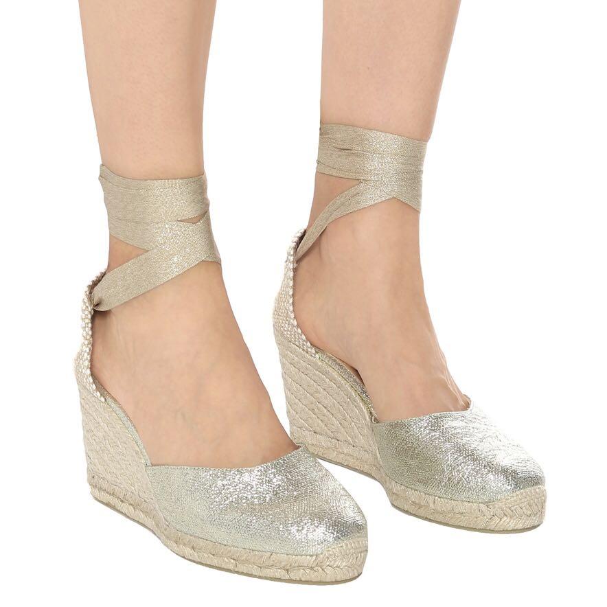 Gold discount wedge espadrilles