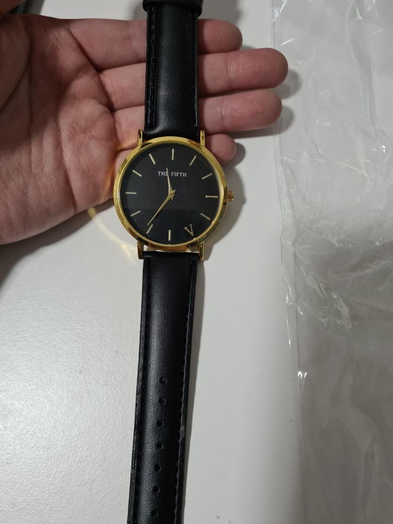 Brand new Black strap watch gold face black face watch ladies
