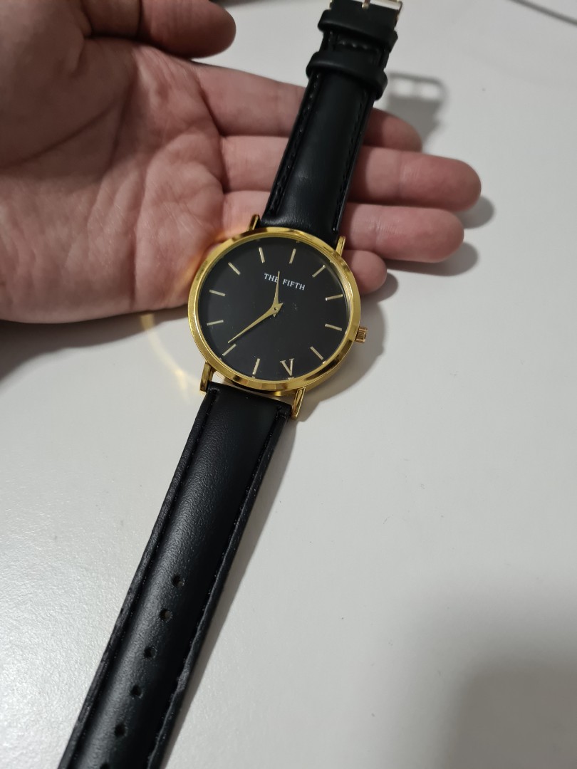 Brand new Black strap watch gold face black face watch ladies