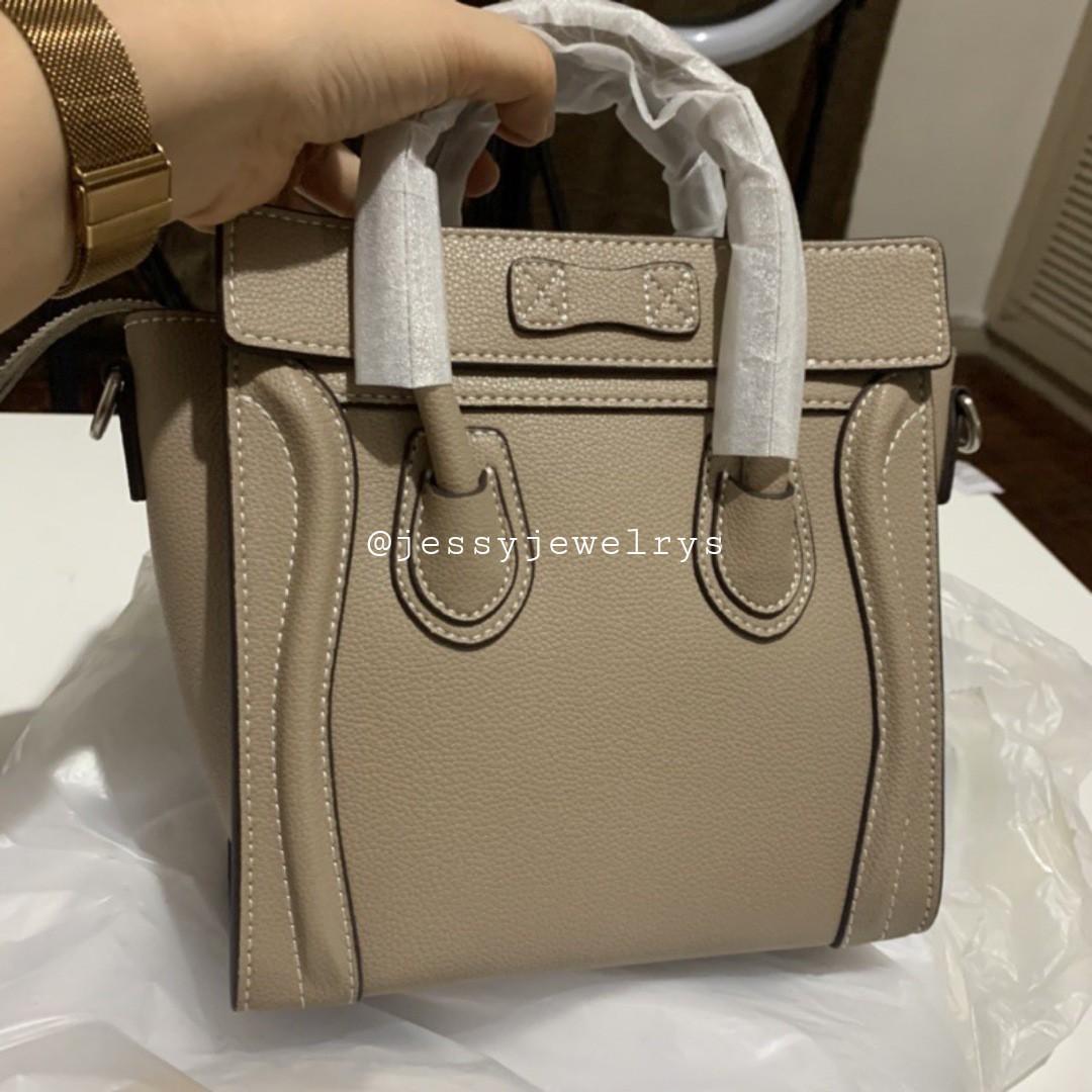 Celine Luggage Nano Bag Dune in Drummed Calfskin Women s Fashion