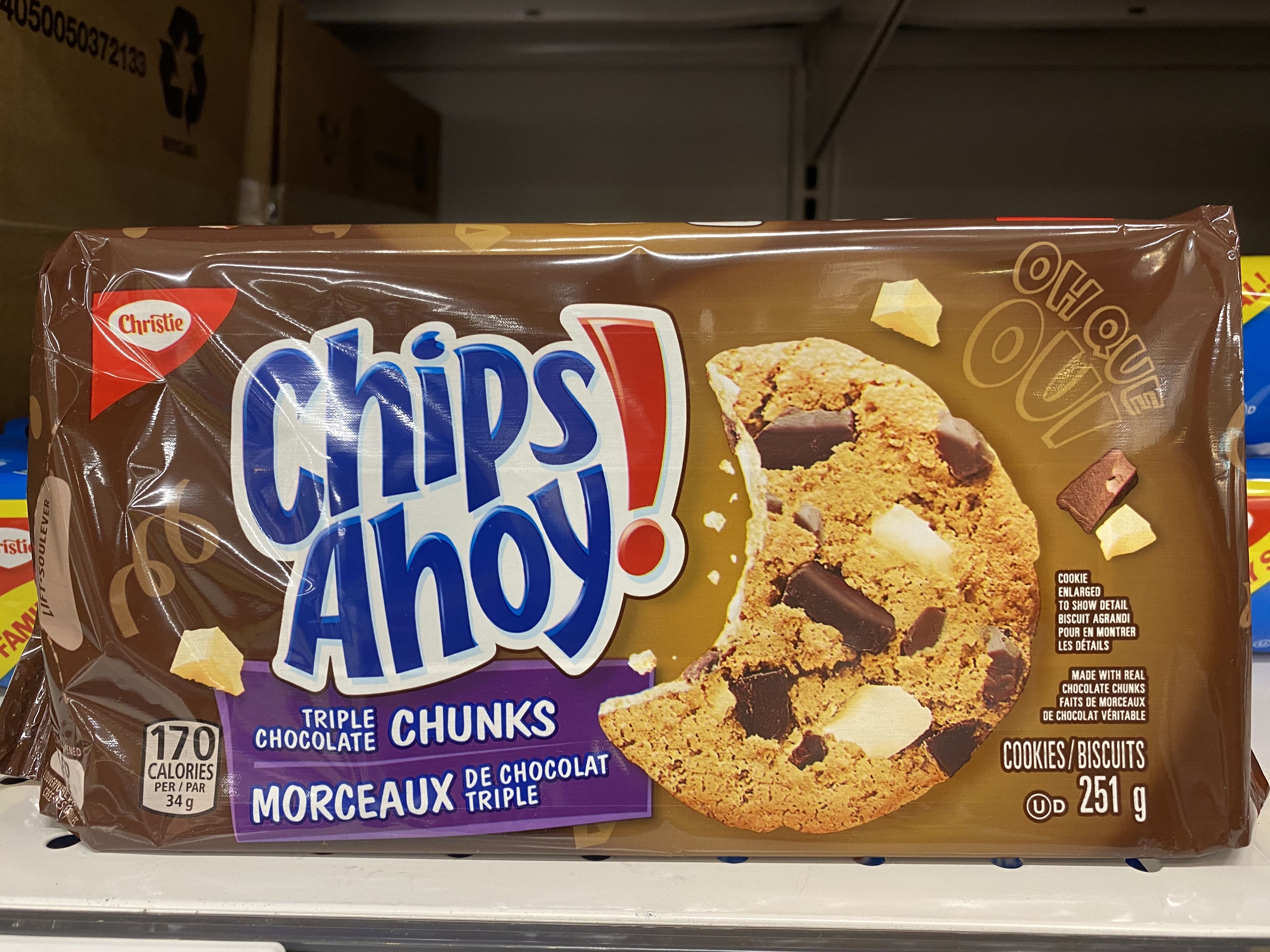 Chips Ahoy Triple Chocolate Chunks Chocolate Chip Cookies, Food
