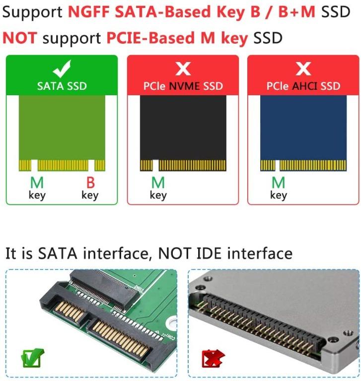 ELUTENG M2 SATA Adapter to 22 Pin SATA III for NGFF M.2 SATA Based Key