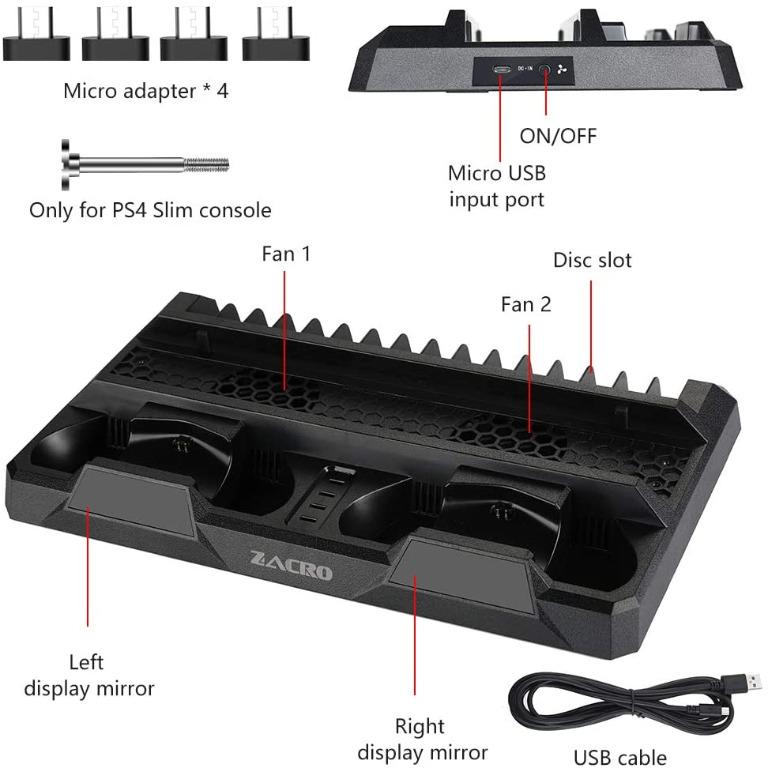 Zacro ps4 vertical on sale stand cooling fan