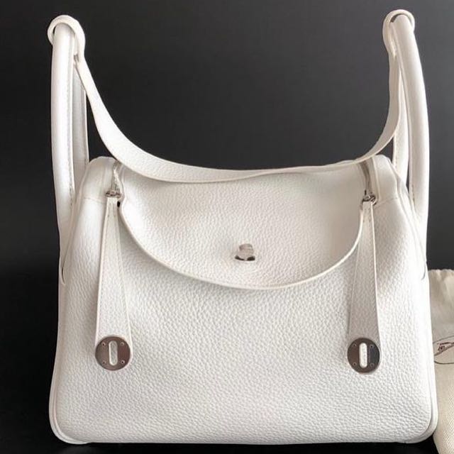 Hermes Lindy 30 White Clemence in PHW Luxury Bags Wallets