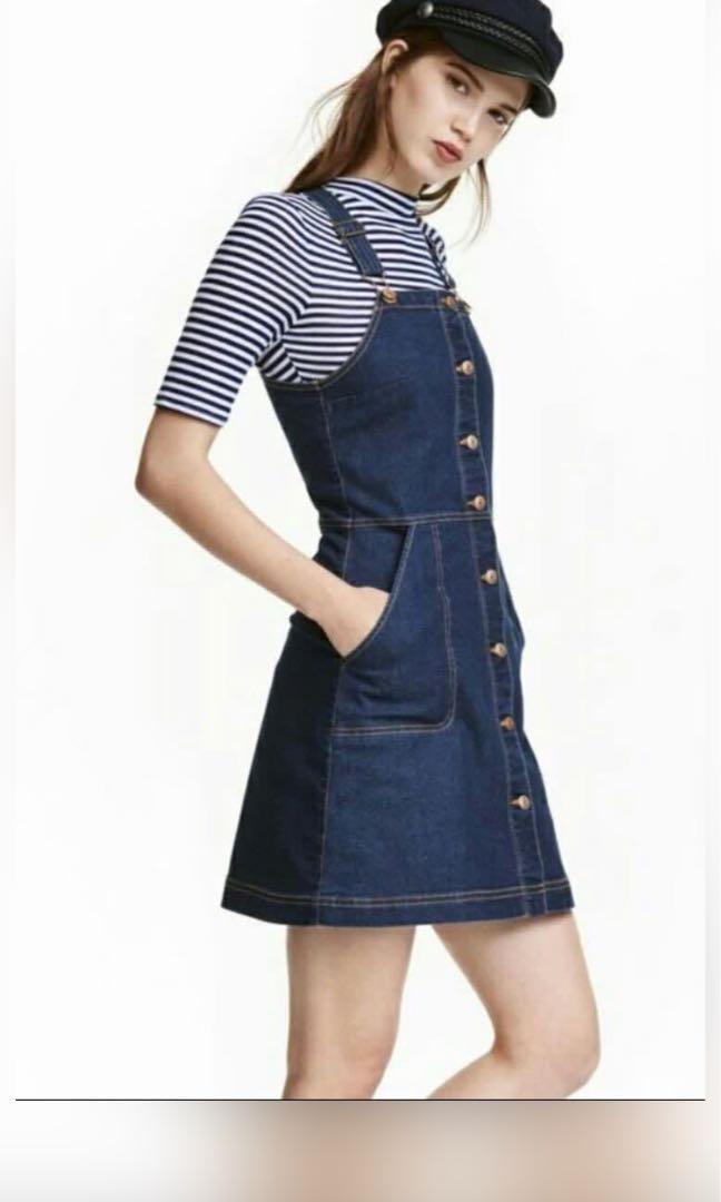 H&m denim pinafore dress Clearance