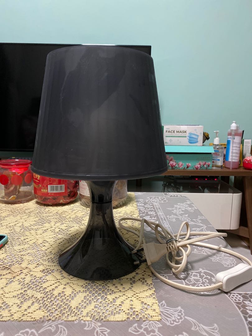 Ikea Black Table Lamp with light bulb, Furniture & Home Living