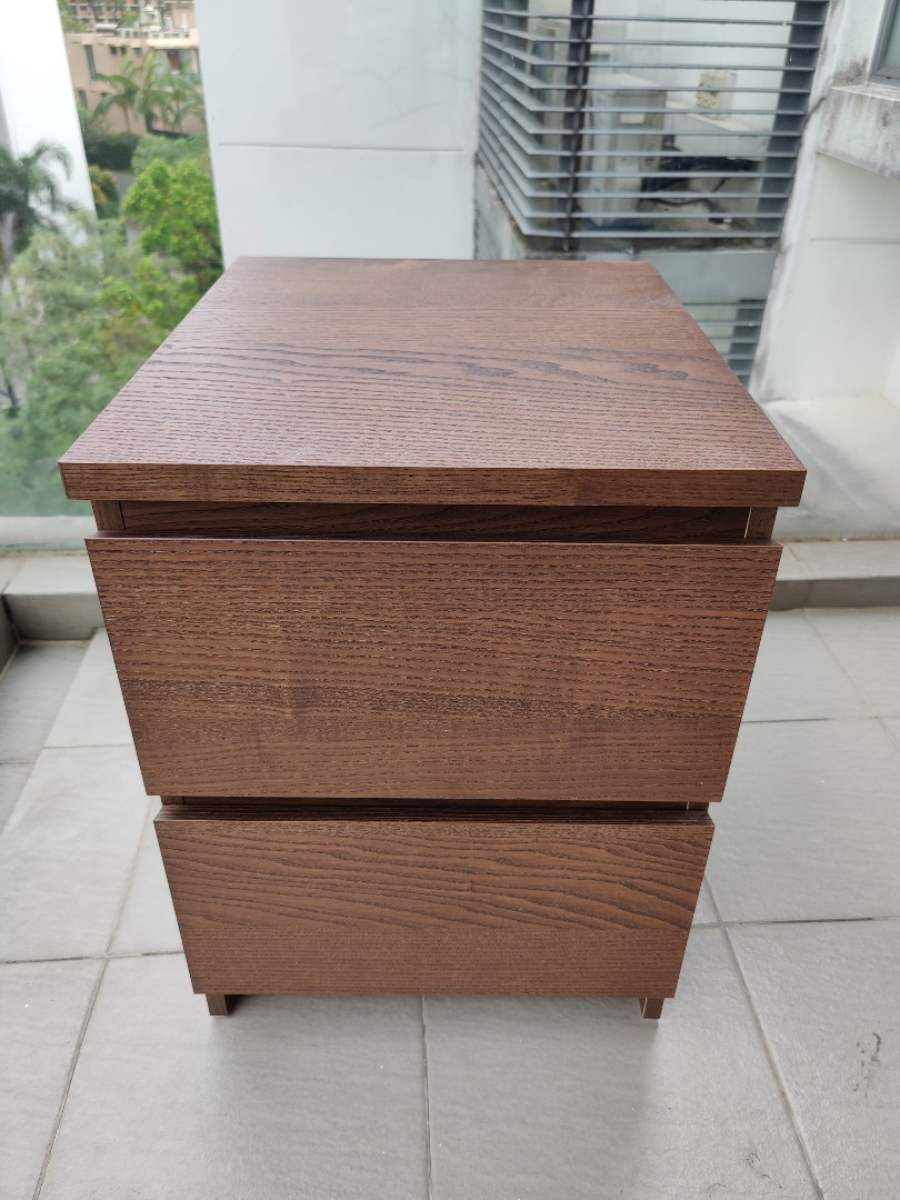 IKEA Malm (brown) drawers/bedside table, Furniture & Home Living