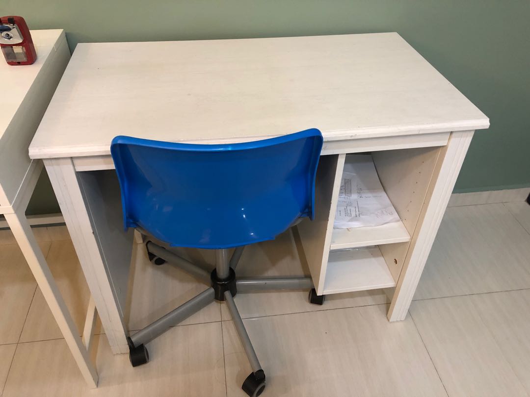IKEA study table and chair, Furniture & Home Living, Furniture, Tables