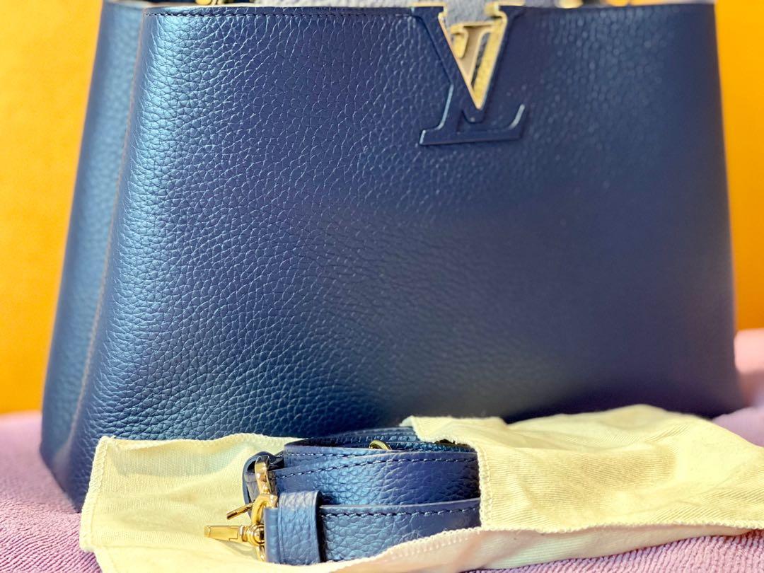 Louis Vuitton Capucines Bag Leather with Python Mini Blue 2171252