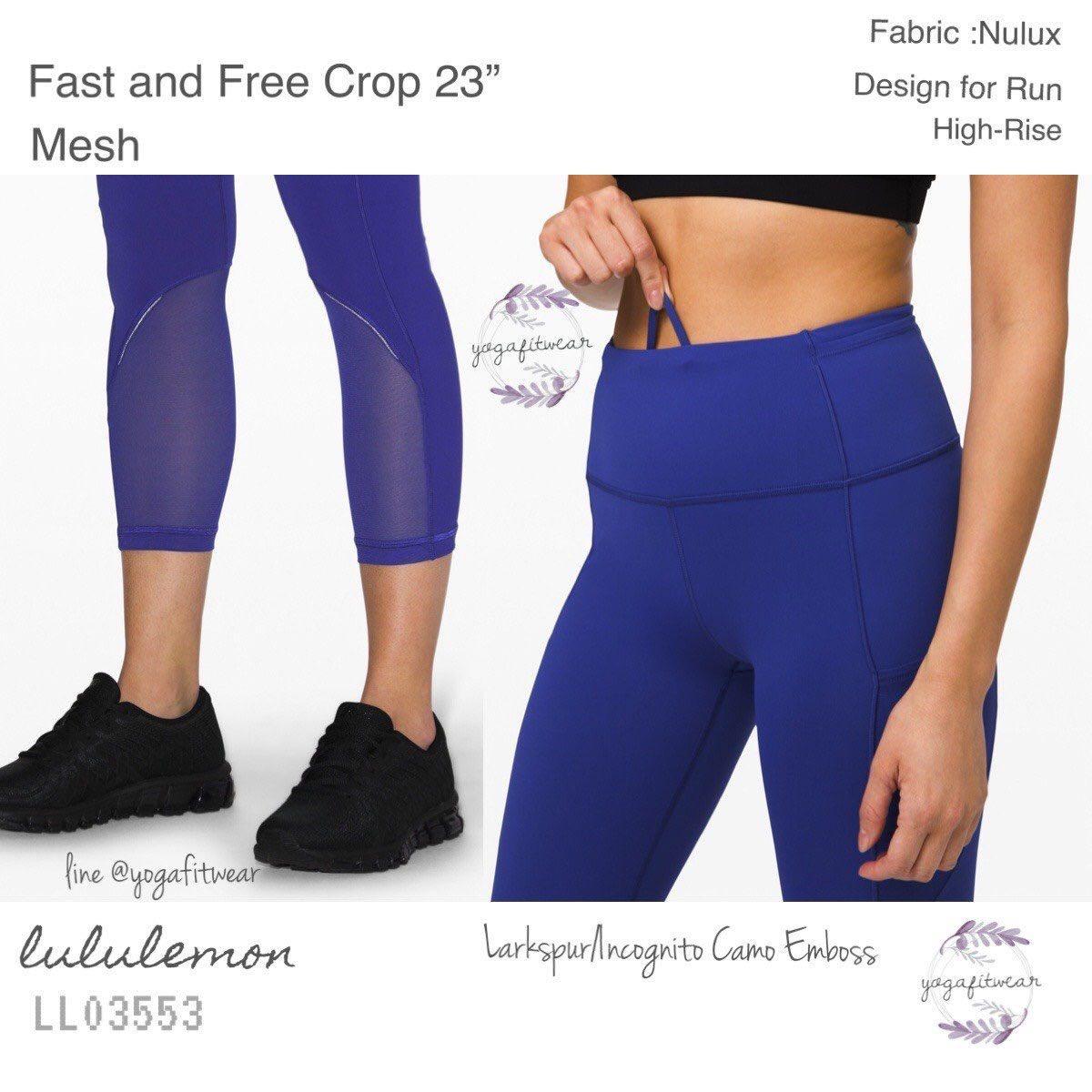 Lululemon Fast and Free High-rise Crop Mesh 23” Size 4 Larkspur, Women's  Fashion, Activewear on Carousell