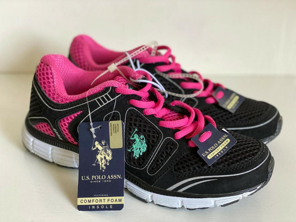 Us polo assn 2025 shoes black and pink
