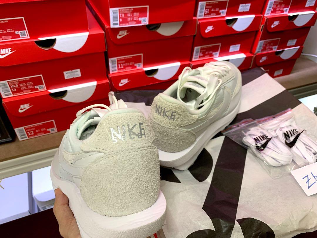 nike sacai white nylon on feet