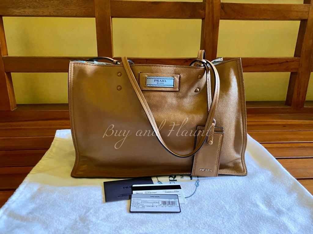 Prada 1BG122 Glace Calf Canella/Astral, Luxury, Bags & Wallets on Carousell