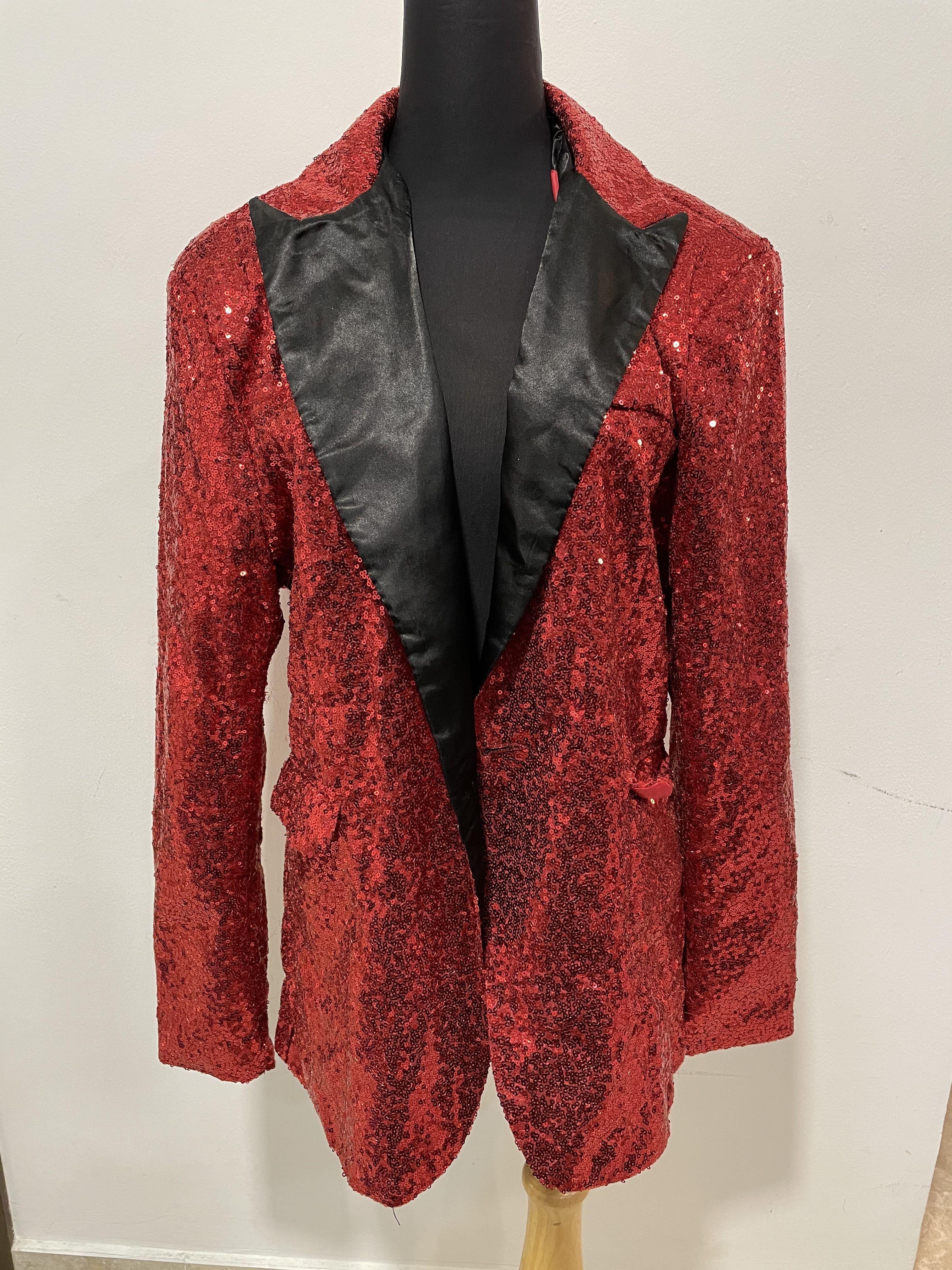 Red sequin blazer sale