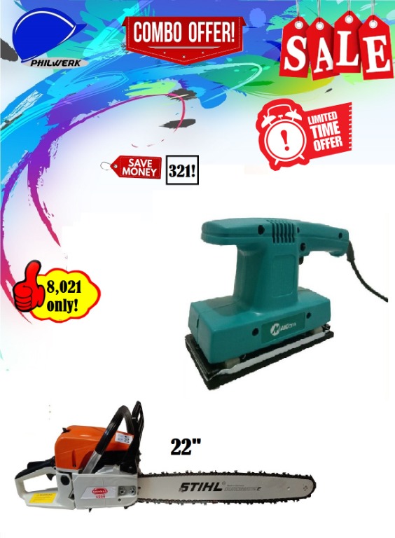 Stihl Gasoline Chainsaw 22" and Mailtank belt sander, Commercial