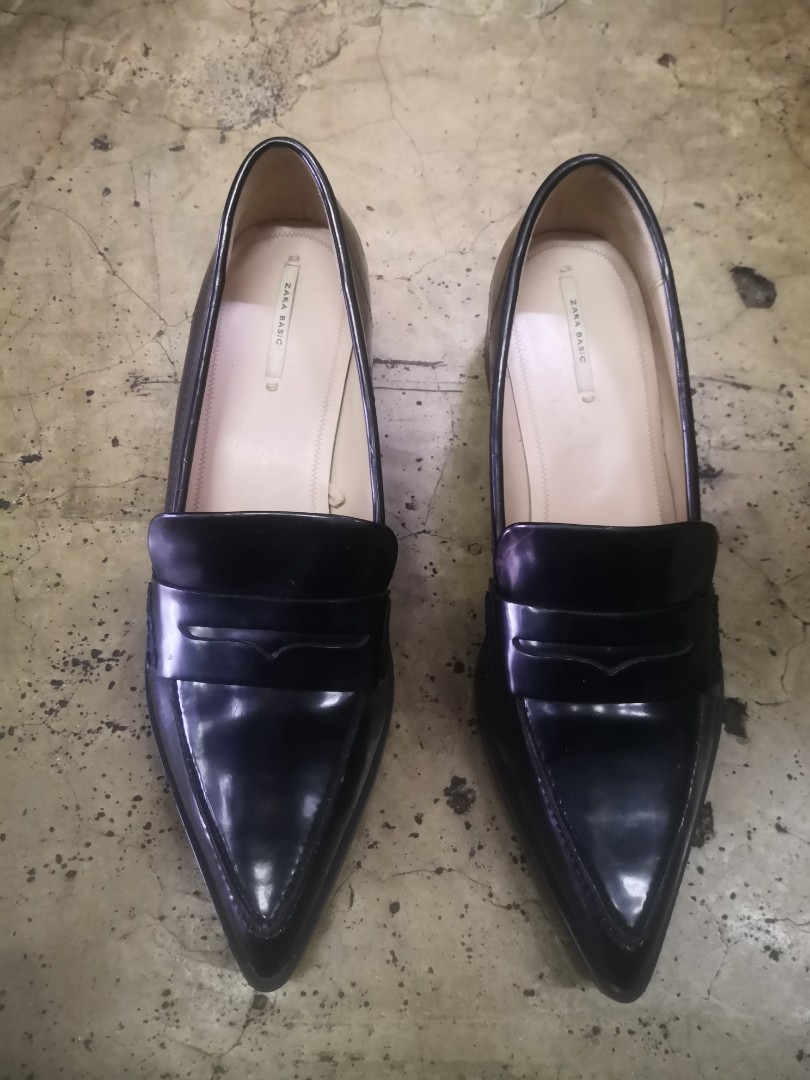 bytte rundt Tegn et billede Michelangelo Zara Basic Collection Black Pointed Loafers, Women's Fashion, Footwear,  Loafers on Carousell
