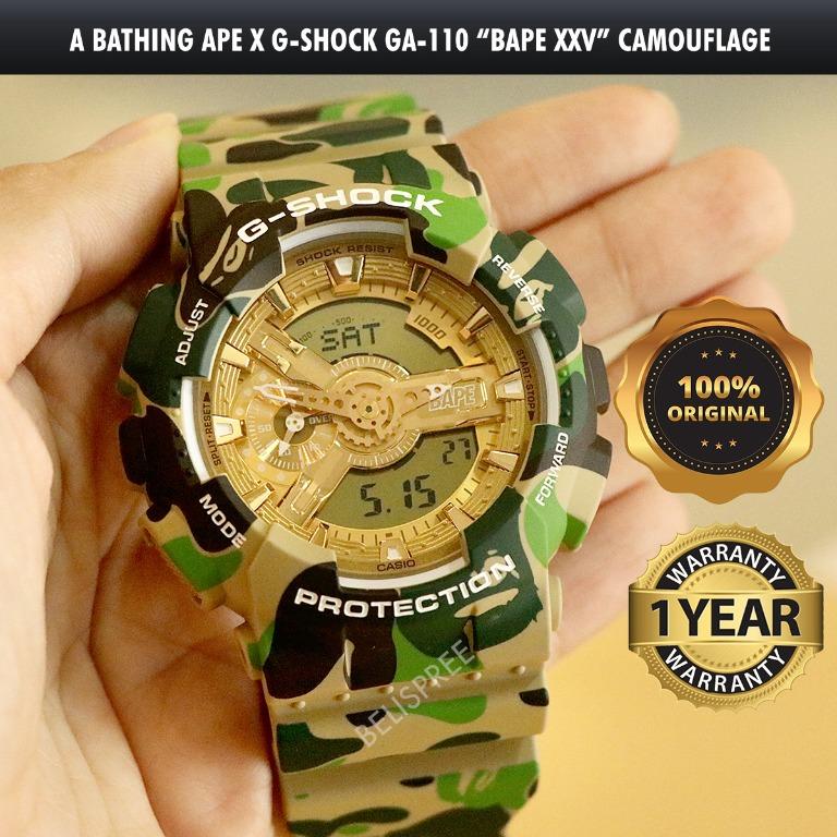 A Bathing Ape x G-Shock GA-110-APE 25th Anniversary x Casio G-Shock Bape  Camouflage Assembled Watch