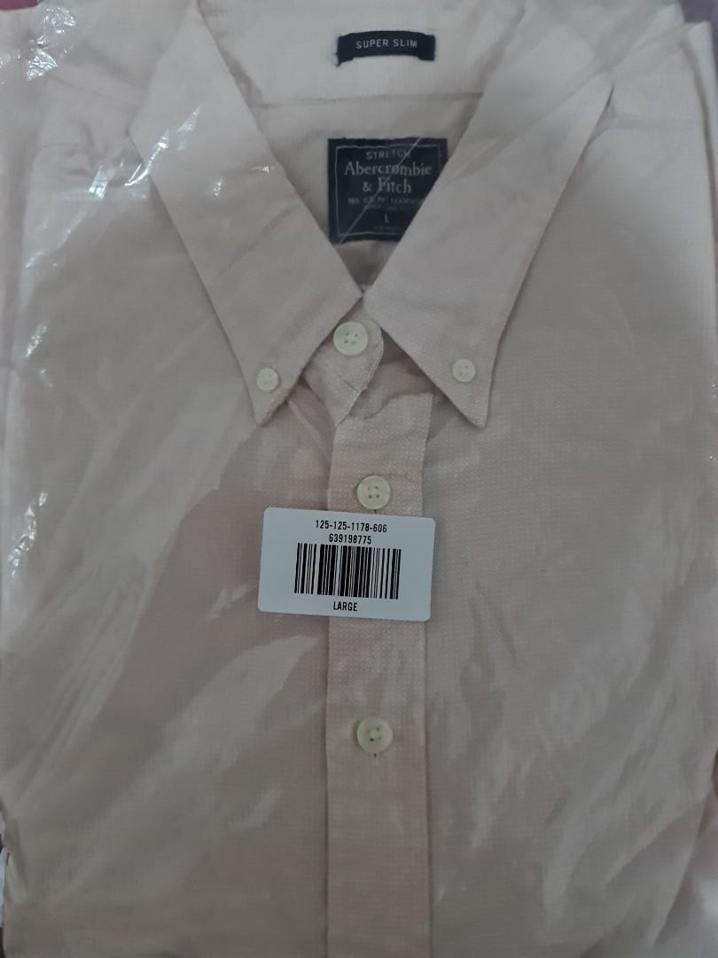 A\u0026F Light Pink Super Slim Poplin Shirt 