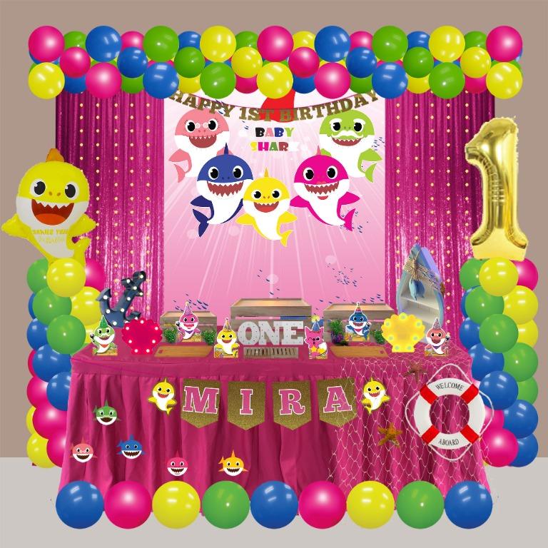 Baby Shark Theme Customised Balloon Garland Decor L Balloon Arch L Balloon Column L Backdrop L